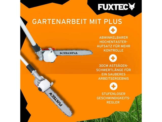 FUXTEC Benzin Motorsense FX-MT252ER 5in1 Multitool, 52 ccm, Tragegurt inkl. 1m Verlängerung 3 PS Kombigerät Heckenschere mit verstellbarem
