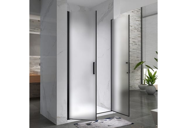 I-flair Duschtür, schwarze Duschabtrennung aus 6 mm satiniertem esg Sicherheitsglas Breite: 68-71 cm - Höhe: 180 cm