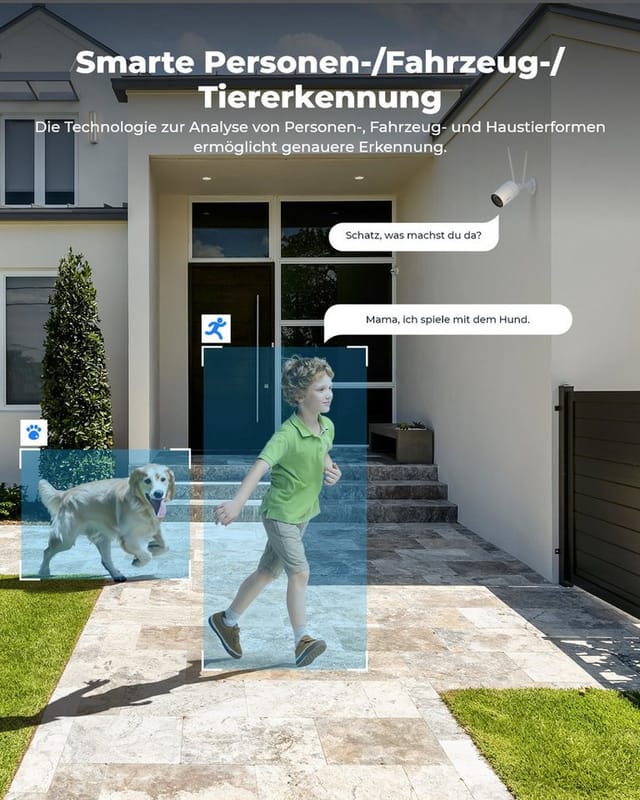 Reolink - 4K 8MP wlan Überwachungskamera Outdoor, 2,4/5 GHz Wi-Fi 6, Menschen-/Fahrzeug-/Haustiererkennung, Farbnachtsicht, 2-Wege-Audio,