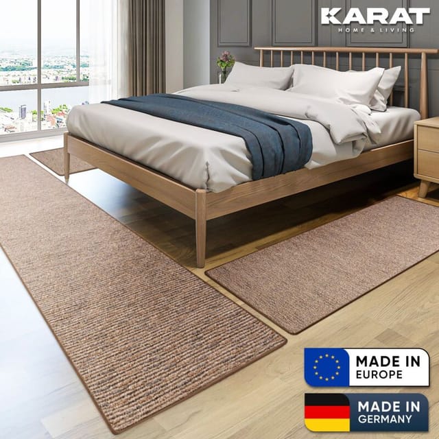 Bettumrandung Geneva Hellbraun 1 Läufer: 67 x 330 cm + 2 Brücken: je 67 x 130 cm