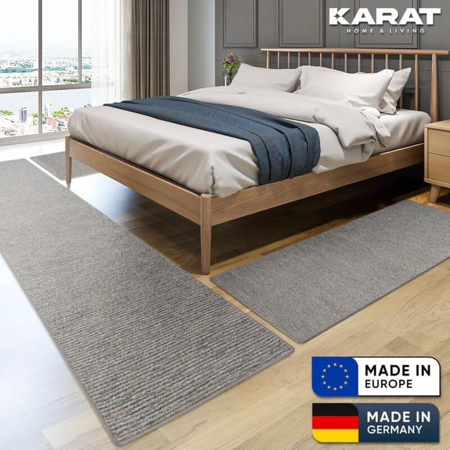 Bettumrandung Geneva Silbergrau 1 Läufer: 80 x 300 cm + 2 Brücken: je 80 x 150 cm