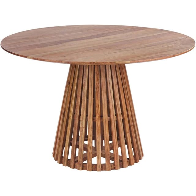 Beliani - Esstisch Dunkelbraun Akazienholz Rund ⌀ 120 cm für 4 Personen Modern Holztisch Säulentisch Esszimmer Küche Wohnküche