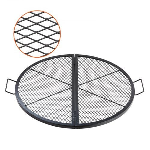 Φ 910 X 25 Mm X-marks Feuerstellen-grillrost, Faltbarer Runder Grillrost, Robuster Lagerfeuer-bbq-grillrost Aus Stahl Mit Griff & Stütz-x-draht, Tragbares Camping-kochgeschirr, Schwarz