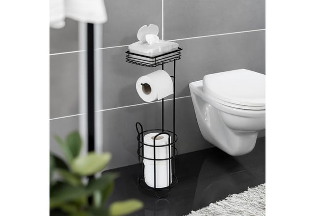 Toilettenpapierhalter mit Ersatzrollenhalter, Schwarz - Schwarz - Wenko
