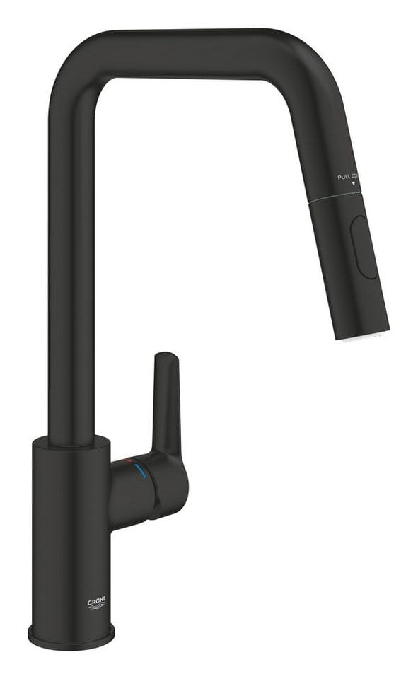 Grohe QuickFix Start - Spültischarmatur mit ausziehbarer Brause, schwarz matt 306312430