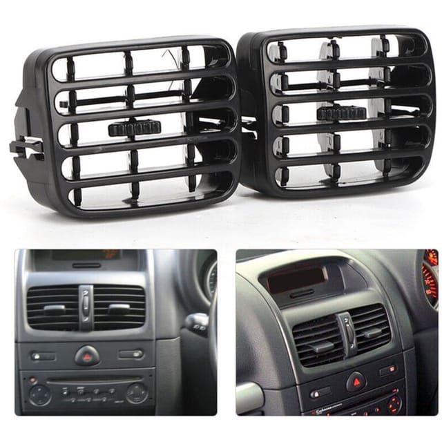 2 graue zentrale Lüftungsschlitze für das Armaturenbrett für Clio MK2 1998–2006, DEBUNS