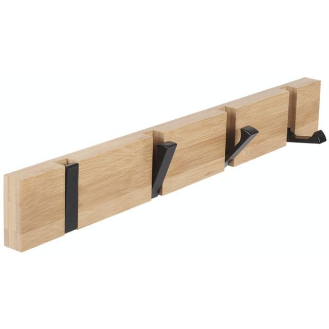 Jusch - Wandgarderobe mit 4 ausziehbaren Haken, Wandgarderobe, Natur