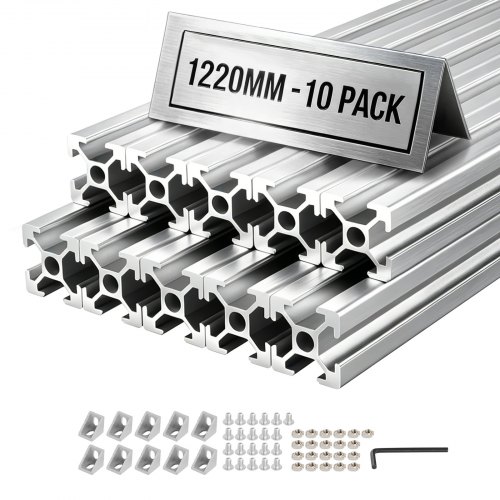 2020 Aluminium Profile 10 Stk. 122 Cm, Eloxierte T-nut-aluprofile Nach Eu-standard, Hochfestes Strangpressprofil, Aluminiumschiene Für 3d-druckerteile, Cnc-diy-werkbänke Und Montage, Silber