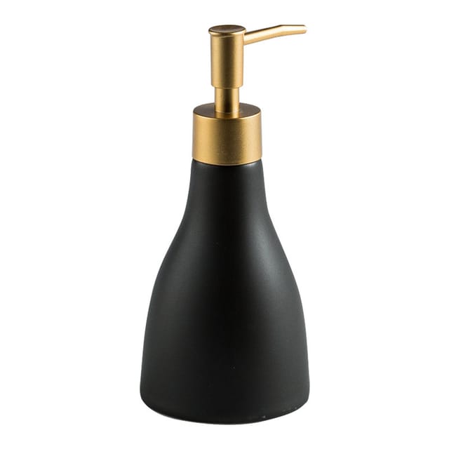 Schwarzer Seifenspender 280 Ml Für Bad Und Küche – Flüssigseifenspender Aus Keramik Mit Goldener Pumpe – Nachfüllbar Für Shampoo, Dusche, Geschirrspülmittel - Ahlsen