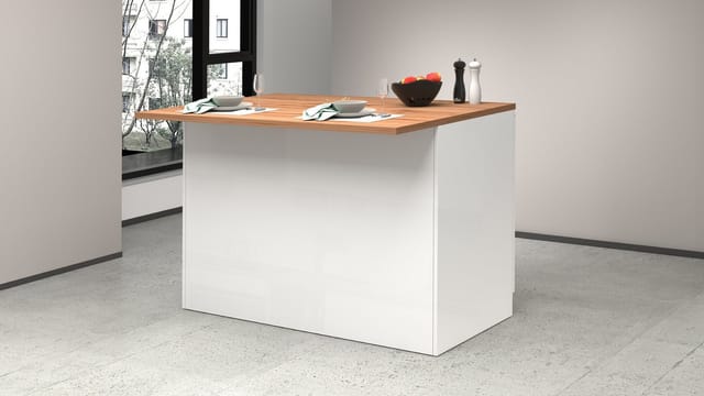 Insel für moderne Küche mit 2 Türen Holztisch 125x90x90cm Deer - Weiß - Eiche