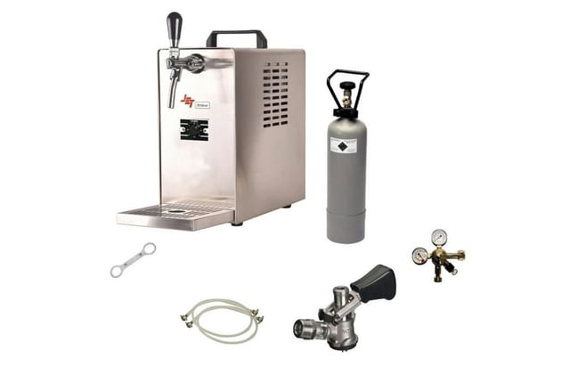Komplett Set - Zapfanlage mit Flach, Bierzapfanlage JET 30 Silver 40 L/h, Beerkules, Bierkühler, Bierspender