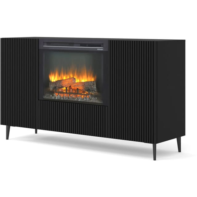 Kommode ravenna b 147 cm 2D1K schwarz mit Kamin