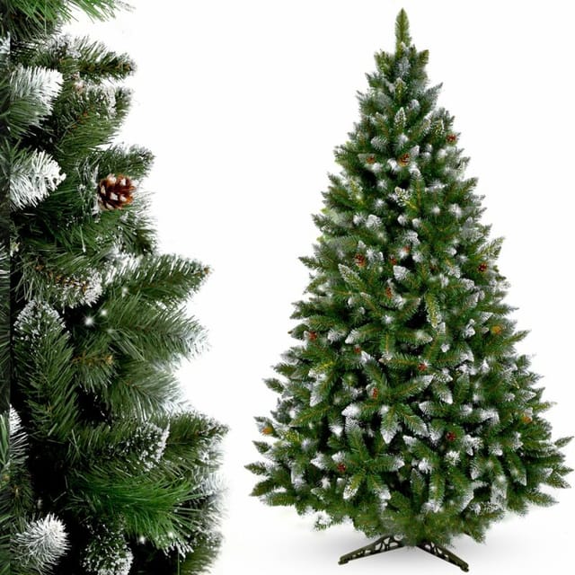 Künstlicher Weihnachtsbaum mit Raureif und Zapfen, Kiefer, 220 cm - Kadax