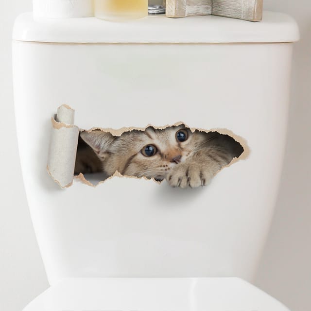 Csparkv - Cartoon-Loch-Katzen-Toilettenaufkleber