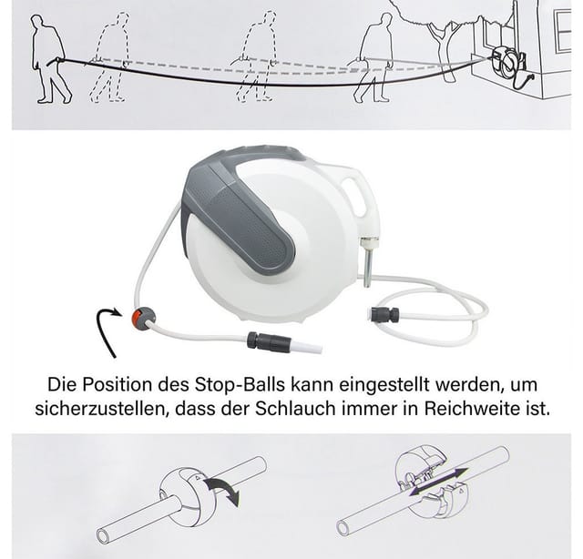 Bradas - Automatischer Schlauchaufroller-Set 1/2' 35m white line
