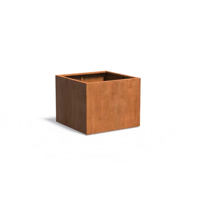 Pflanzgefäß Carrez Standard Quadrat aus Corten-Stahl Pflanzkübel Größe 100x100x80 cm - Adezz