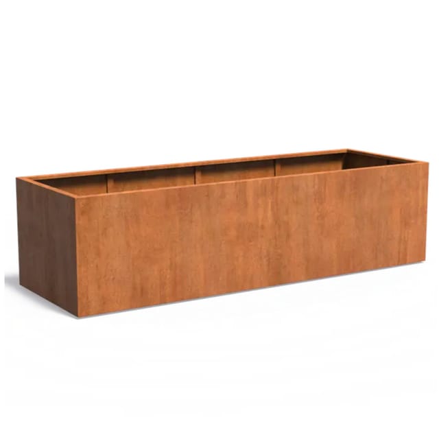 Pflanzgefäß Carrez ohne Boden aus Corten-Stahl Pflanzkübel Größe 300x100x80 cm - Adezz