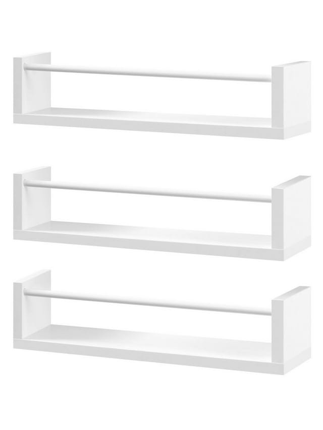 WOLTU Wandregal Schwebende Hängeregal, Bücherregal mit 3 Ablagen, Regale für Buchaufbewahrung, für Wohnzimmer Schlafzimmer, 40x10x12cm, Weiß