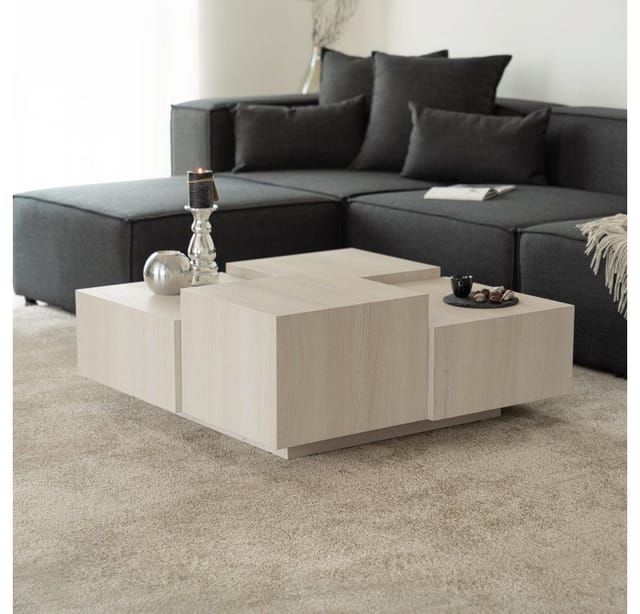 Couchtisch mit Schwebeeffekt nayeli – 96 x 96 cm Farbe: Beige Couchtisch Sofatisch Tisch Wohnzimmertisch - Home Deluxe