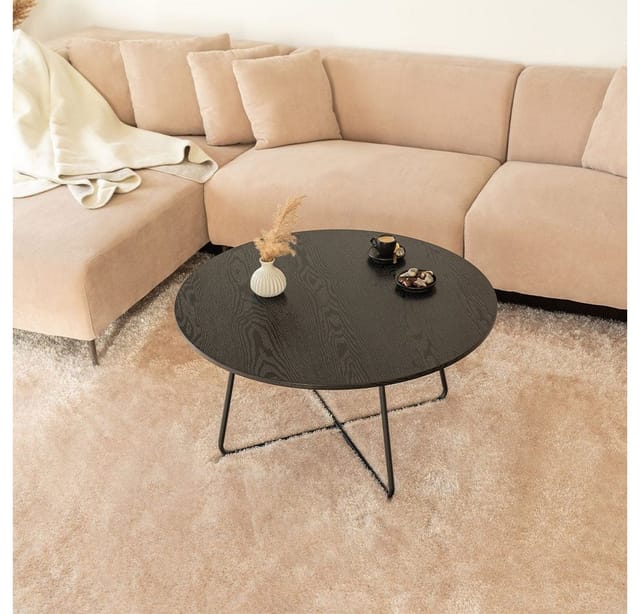 Home Deluxe - Couchtisch Rund novara - 88 x 47 cm Farbe: Dark Oak Sofatisch Wohnzimmertisch