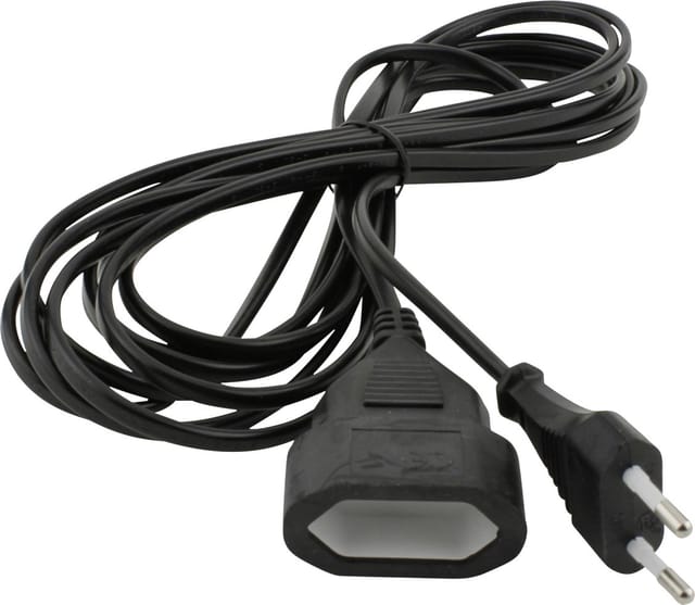Unitec - Verlängerungskabel Innen 5 Meter H03VVH2-F, schwarz, Flachstecker Verlängerungskabel