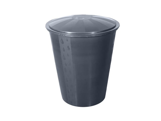 Trendline - Regentonne rund Deckel Hahn 300L grau Regenwassertonne Wassertank