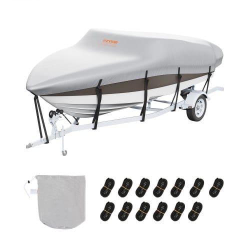 Vevor Bootspersenning Abdeckplane Bootsplane, 518–579 Cm Persenning Schlauchboot 600d Oxford-gewebe Bootspersenning Abdeckung Mit Aufbewahrungstasche 435 X 300 Mm, Angelboot Bootsabdeckplane Grau