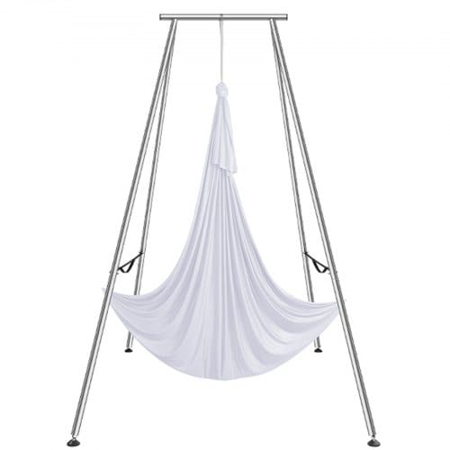 Vevor Aerial Yoga Hängematte Mit Yogarahmen 6 X 2,6 M, Weiß Yoga Swing Air Fliegen, Yoga-schaukel Hammock Swing 250 Kg Max. Tragfähigkeit, Inkl. Yoga-socken & Fußpolster, Anti-gravity-übungen