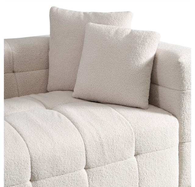 Teddy Sofa Bouclé como - 236 x 68 cm Farbe Beige Sofa Couch Wohnzimmersofa Sitzmöbel - Home Deluxe