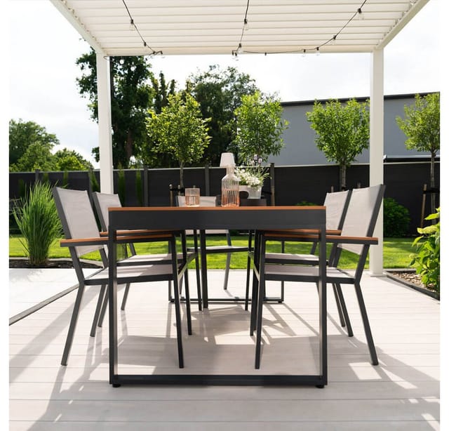 HOME DELUXE Garten-Sitzgruppe SIERA SEDIA aus robustem Aluminium Gartenmöbel, Gartengarnitur, Balkontisch, Terrassenmöbel Gartenmöbel Tisch
