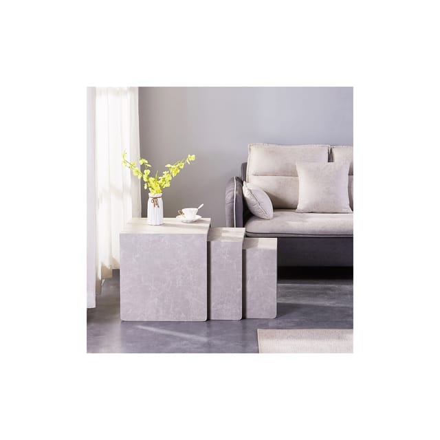 Home Deluxe - Beistelltisch irima – 3er Set Farbe: Marmor Beige Couchtisch Marmor Marmor Tisch