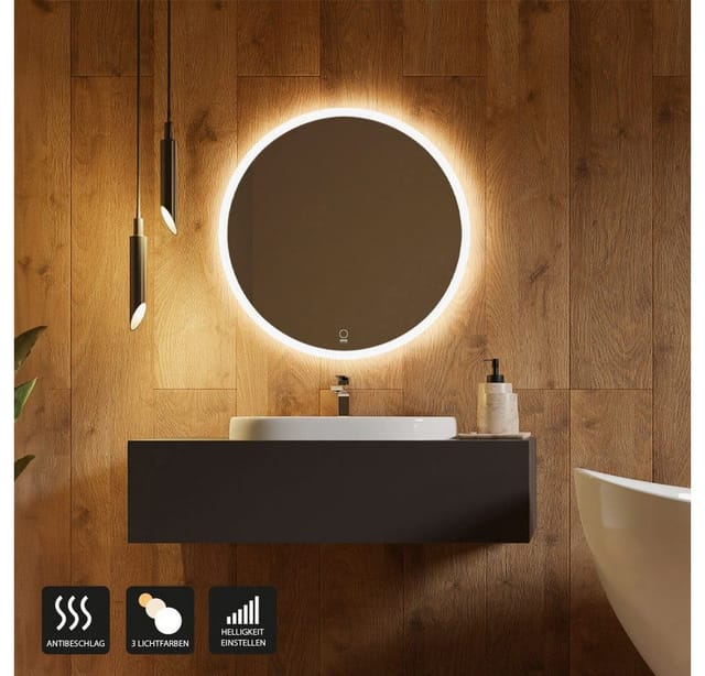 Home Deluxe - LED-Spiegel Rund emmi Größe: 60 cm LED-Spiegel Spiegel Schminkspiegel Badezimmerspiegel