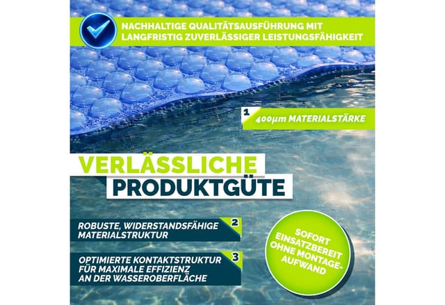 Premium Pool Solarabdeckplane 400 µm Rechteckig 260x160 cm Solarfolie Wärmeplane zuschneidbar Solarplane Solarabdeckung Poolheizung Poolsolarplane