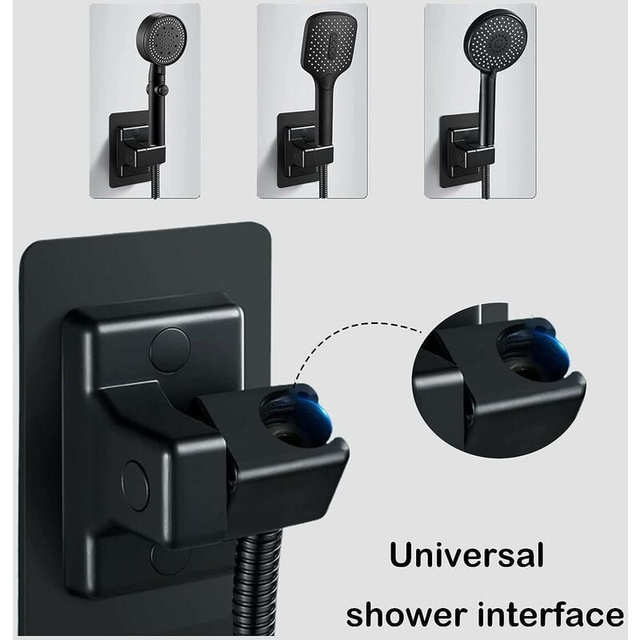 Schwarzer Duschkopfhalter, 360° verstellbare Universal-Duschhalterung, leistungsstarker Duschkopfhalter ohne Bohren, Badezimmer-Wandhalterung,