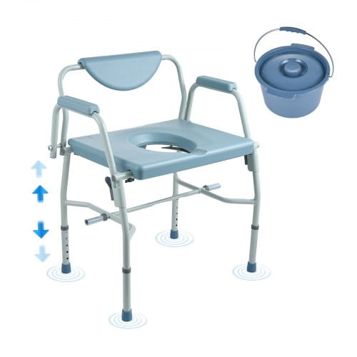 Mophorn - vevor Toilettenstuhl Nachtkommode mit Herunterklappbaren Armen und Abnehmbarer Rückenlehne, 5-stufig Höhenverstellbar 50-62 cm, Abnehmbarer