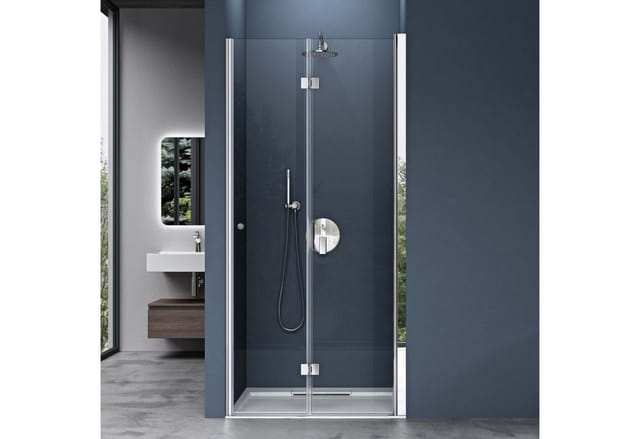 doporro Porte de douche pliable 75cm paroi de douche transparent pliante pour niche Teramo26K pare-douche rabattable montage réversible
