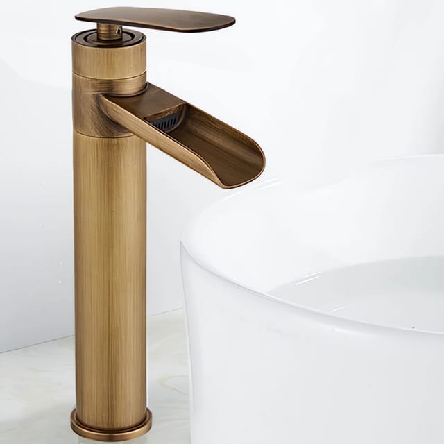 Petites Ecrevisses - Retro Wasserhahn Bad Einhandmischer Mischbatterie Heiße und Kalte Becken Wasserfall Wasserhahn für Bad mit G3/8'' Schlauch