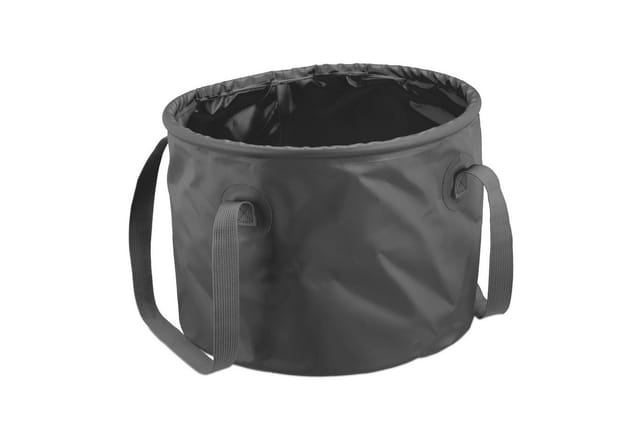 Relaxdays - Falteimer Camping, 15l, zusammenfaltbar, Campingeimer mit Henkeln, hbt: 23x31x31 cm, outdoor, pvc, grau