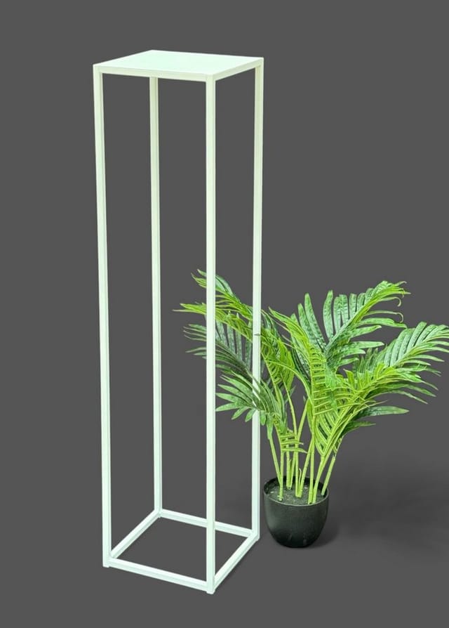 Blumenhocker Metall Weiß Eckig 100 cm Blumenständer Beistelltisch 96569 Blumensäule Pflanzenständer Pflanzenhocker Modern - Dandibo