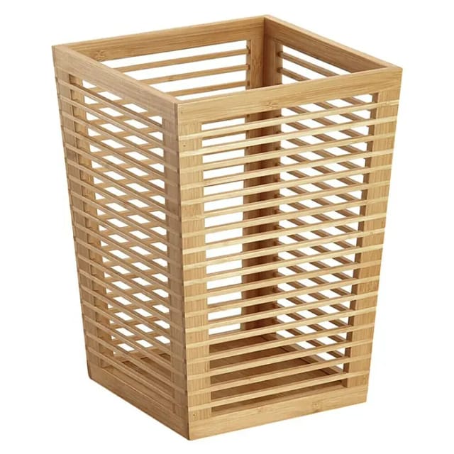 Papierkorb für Büro aus Bambus, 23,5 x 23,5 x 33 cm
