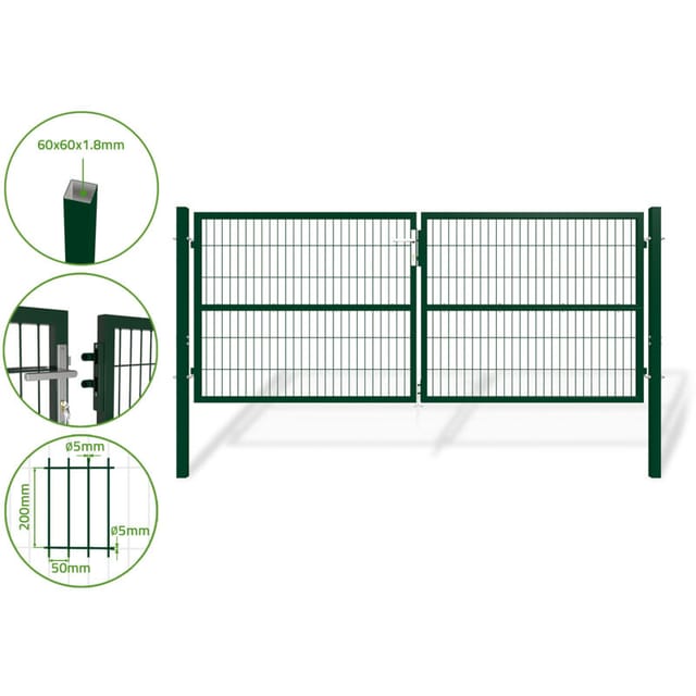 Doppelflügeltor für Stabmattenzaun 3m RAZO 300 x 120 cm Moosgrün