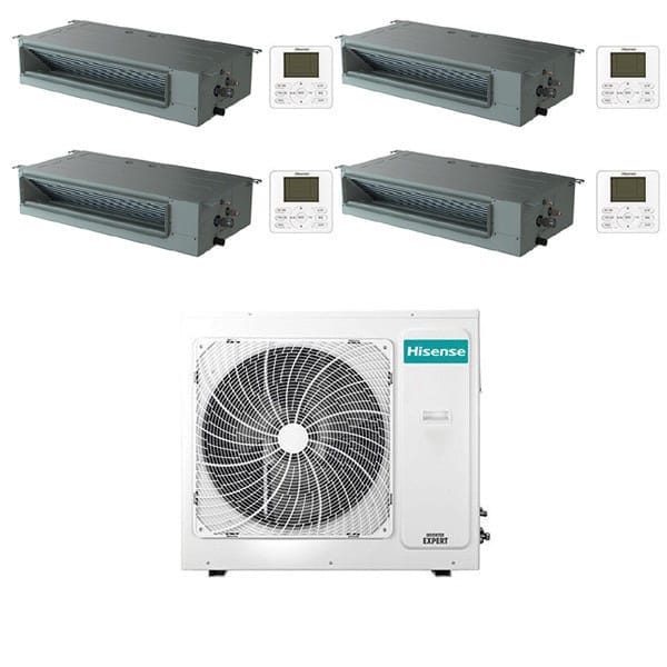 Hisense Kanalisierbare R32 Quadri Split Inverter-Klimaanlage 9000 + 9000 + 9000 + 18000 BTU mit E.U. 5AMW105U4RQC Klasse A++/A+