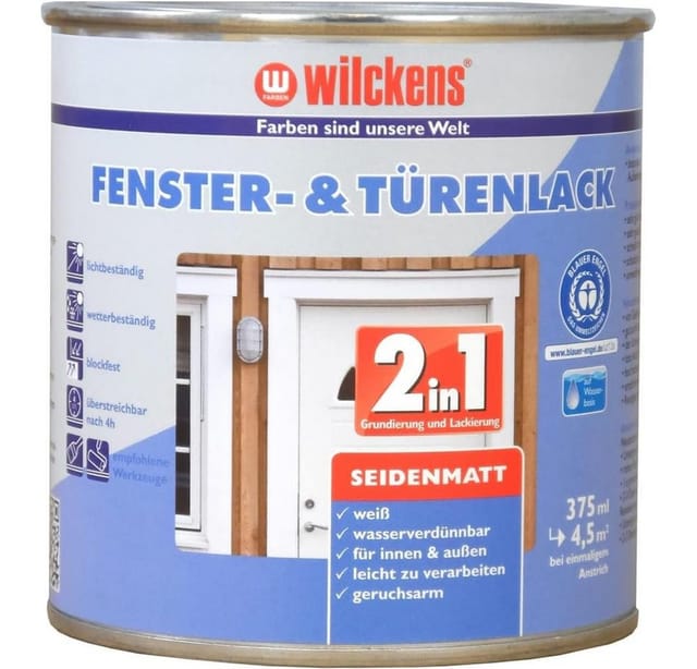 Wilckens Fenster&Türenlack 2in1 Weiß seidenmatt 0,375l 12993100030