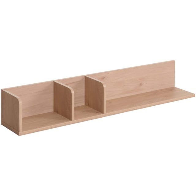 Wandregal HHG-428, Hängeregal Regal Holzregal Schweberegal, 3 Fächer 20x120x21cm beige