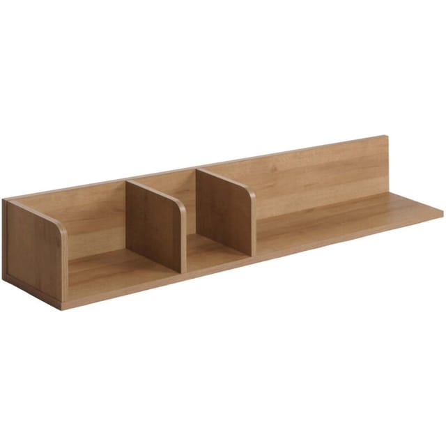 Wandregal HHG 428, Hängeregal Regal Holzregal Schweberegal, 3 Fächer 20x120x21cm natur