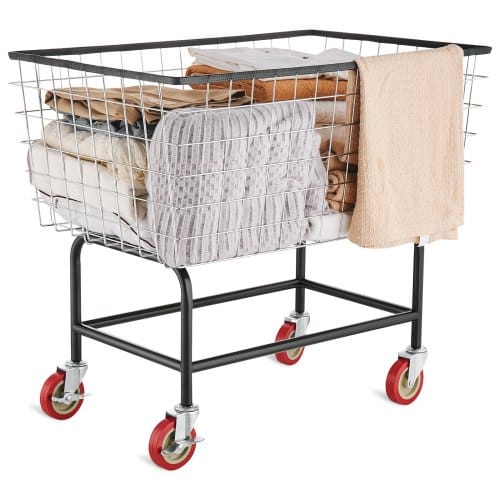 Vevor Draht-wäschewagen, 4,5 Scheffel Draht-wäschekorb Mit Rädern, 35 X 15,7 X 22 Zoll, Kommerzieller Draht-wäschekorbwagen, Stahlrahmen Mit Chrom-finish, 5 Zoll Rollen, Draht Korbwagen Für Lau