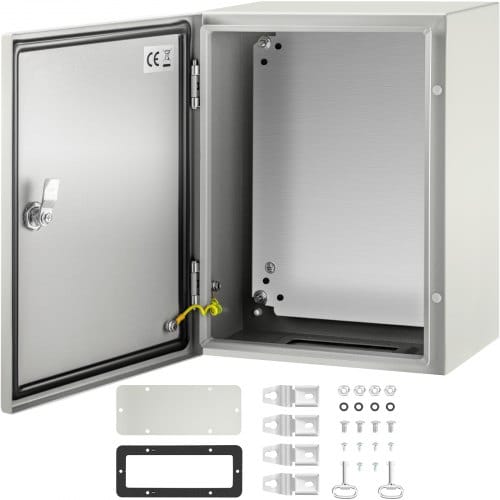Vevor Schaltschrank Nema-industriegehäuse, 40 X 30 X 20 Cm Nema 4x-stahl-schaltkasten, Ip66 Wasser- Und Staubdicht, Elektrischer Anschlusskasten Für Den Außen-/innenbereich, Mit Montageplatte