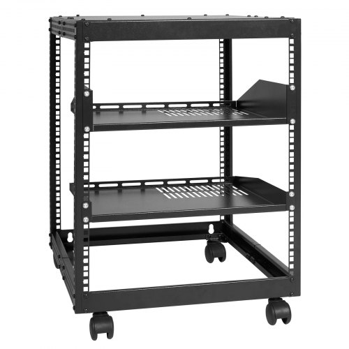 Vevor 12u-server-rack Mit Offenem Rahmen 15-40" Verstellbare Tiefe Freistehender/wandmontierter Netzwerk-server-rack 4-pfosten-av-rack Mit Rollen Für Ihre Gesamte Netzwerk-it-ausrüstung Av-ausrüstung