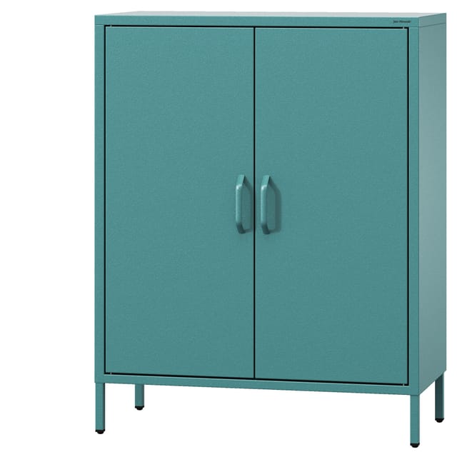 Jan Nowak Kommode Mit Doppeltür Vito Sideboard 2 Türig Kleiner Schrank Mit Beinen Magnetverschluss Verstellbare Einlegeböden Metall Wohnzimmer Flur, 80 X 101,5 X 40 Cm, Seegrün Vito Sideboard 2 Türig