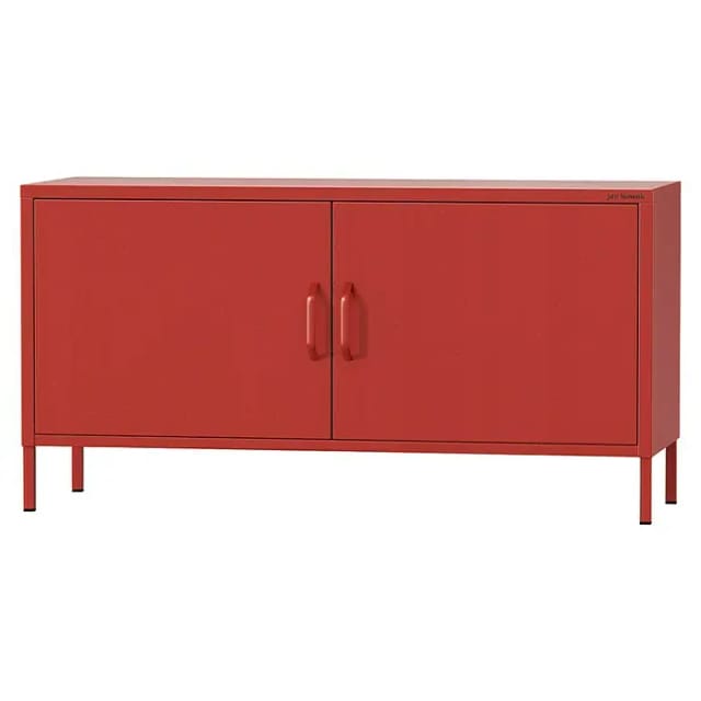 Jan Nowak Fernsehschrank Rosa Tv Schrank Tv Mit Beinen Board Für Wohnzimmer, Schlafzimmer Metall Fernsehtisch Mit Türen Und Stauraum, 115 X 59,5 X 40 Cm, Rot